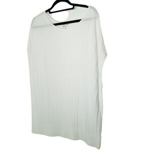 Ribbed Knit Sleeveless Top‎ White Minimalist Career Casual Dolman Drappy 14 L